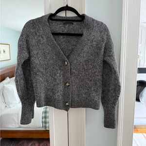 Charcoal gray Alpaca Wool Blend cropped cardigan by Last Brand (now Quince)